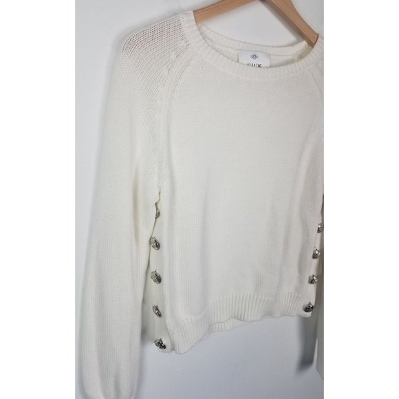Allude Women's Sz. S White Knit Nautical Button Side Closure Sweater - Picture 4 of 7